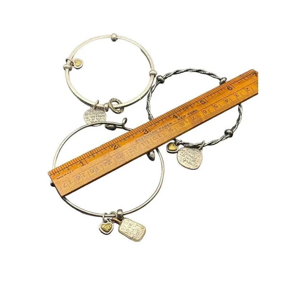 Brighton set of three 3 silver plated bracelets moms mothers family